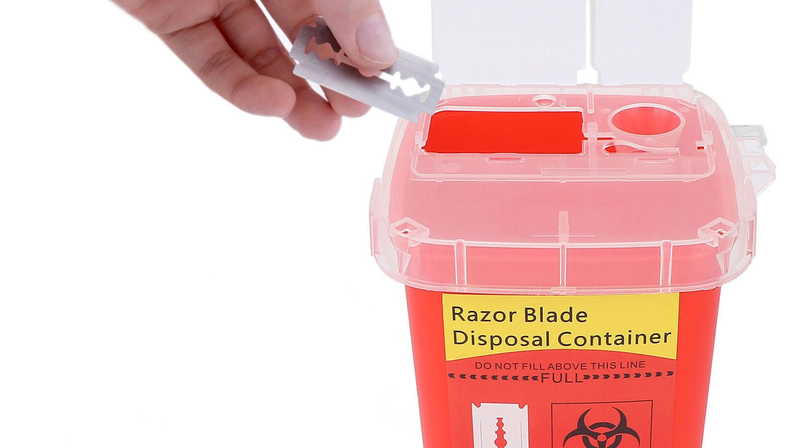 razor blade sharps container