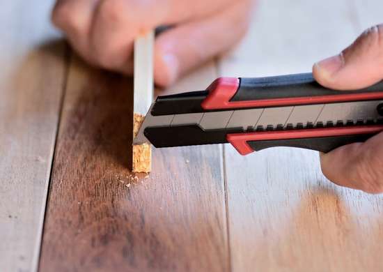 use snap off knife to trim wood shims